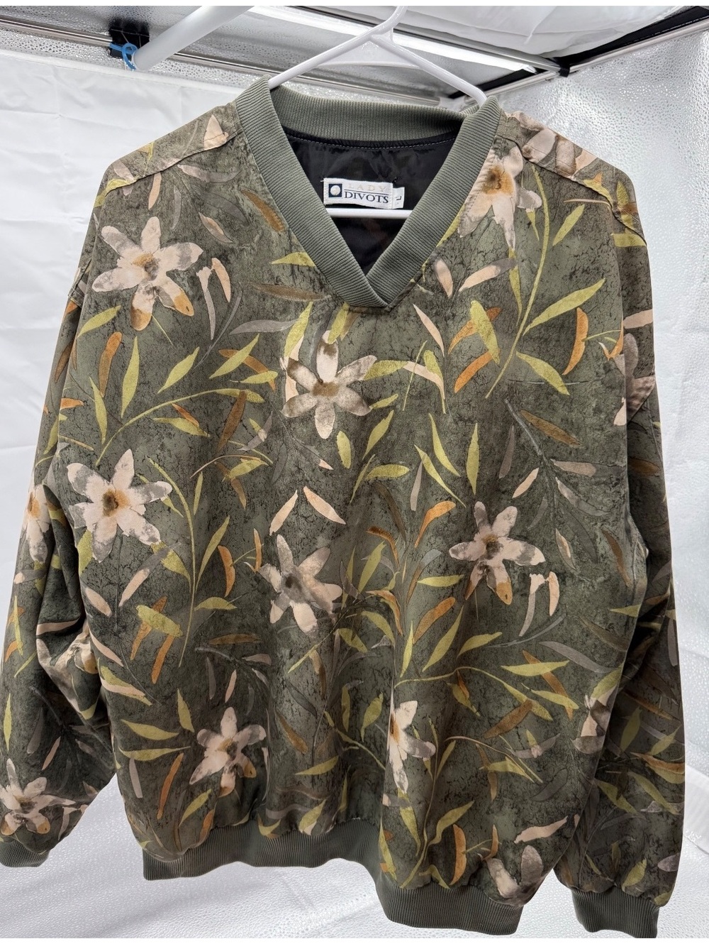 Lady Divots Vintage Floral Microfiber Pullover Sweater Size L